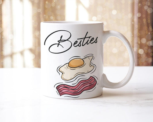 Besties Bacon & Egg Mug and Coaster Set: Friendship Gift