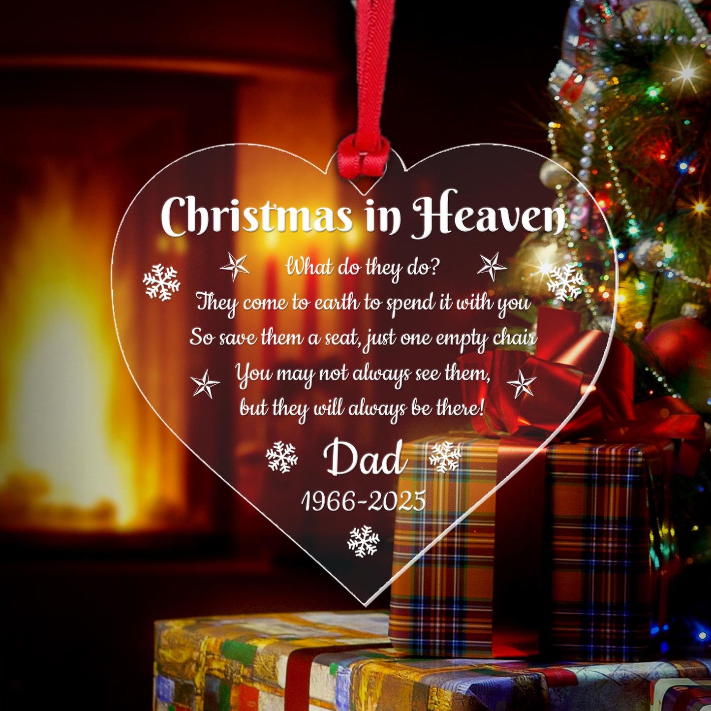 Personalised Name Memorial Christmas Bauble Xmas In Heaven Tree Decoration Gift