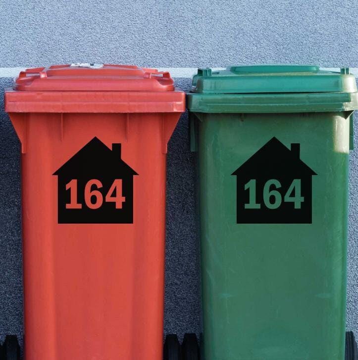 Personalised Wheelie Bin Sticker: House Number, Waterproof Vinyl