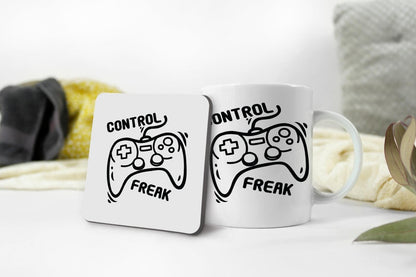 Control Freak Gamer Mug & Coaster Set: Gaming Gift