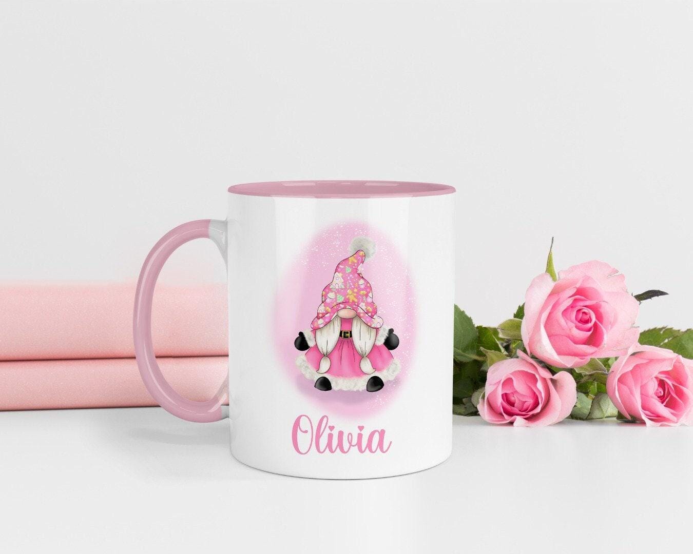 Personalised Pink Gonk Mug & Coaster Set: Custom Name Gift