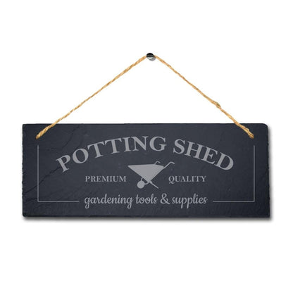 Potting Shed Gardening Tools Hanging Slate Engraved Home Garden Plaque Sign