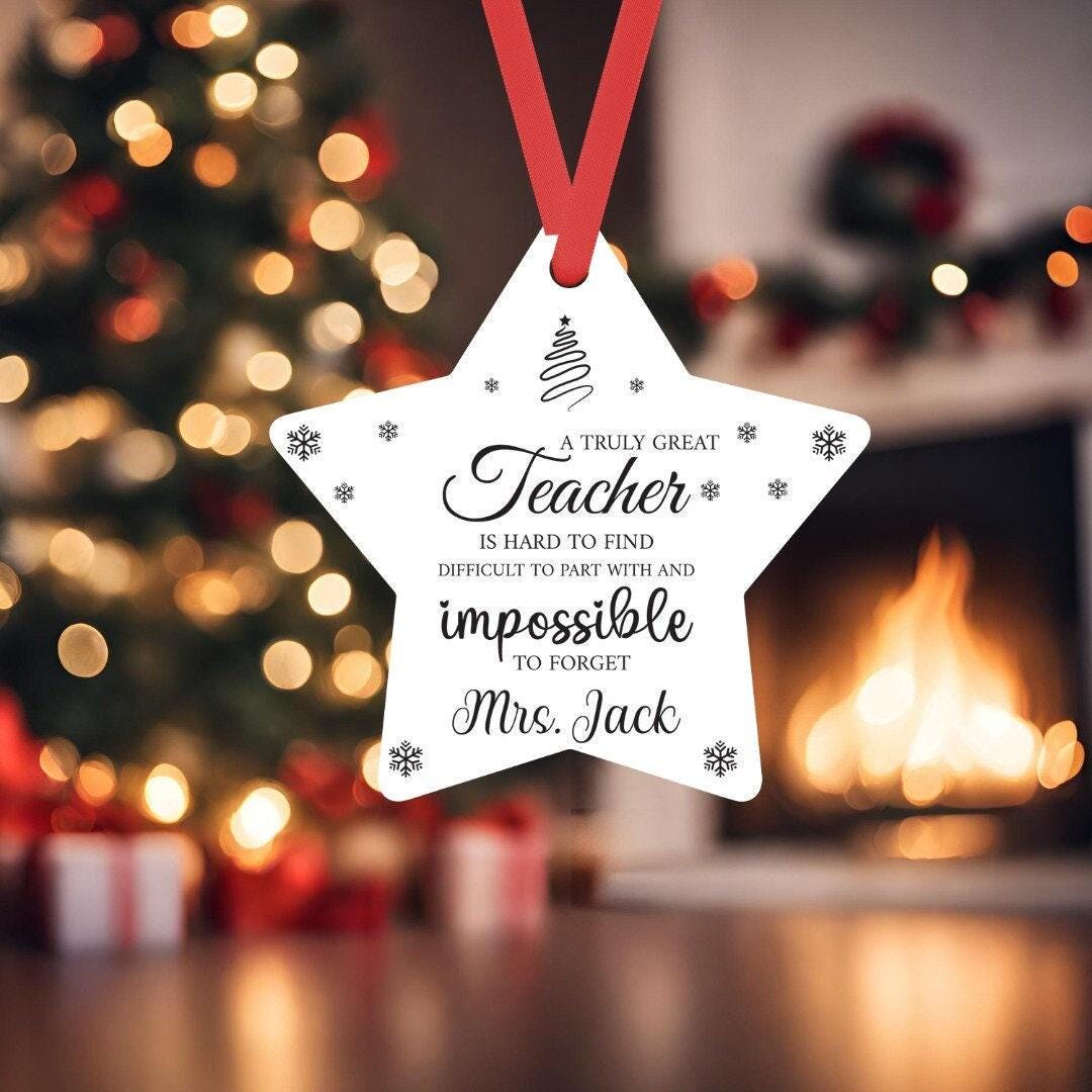 Personalised Christmas Bauble Custom Teacher Thankyou Ornament Xmas Star Tree Hanging Decor Gift