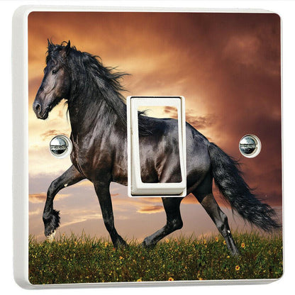 Majestic Black Horse 3d Light Switch Sticker Cover Vinyl Skin Wall Decal Decor