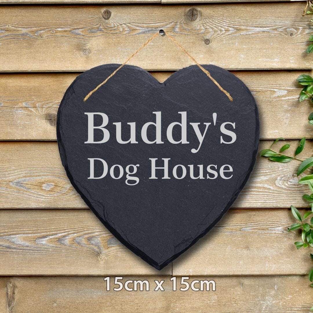 Personalised Pet Name Slate Sign Kennel Dog House Shed Door Engraved Plaque Gift