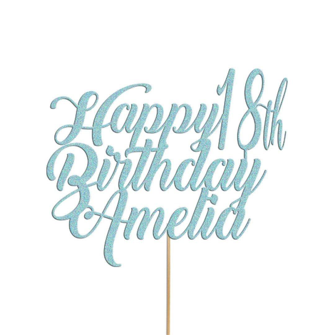 Personalised Cake Topper Any Custom & Text Birthday Wedding Glitter Decoration