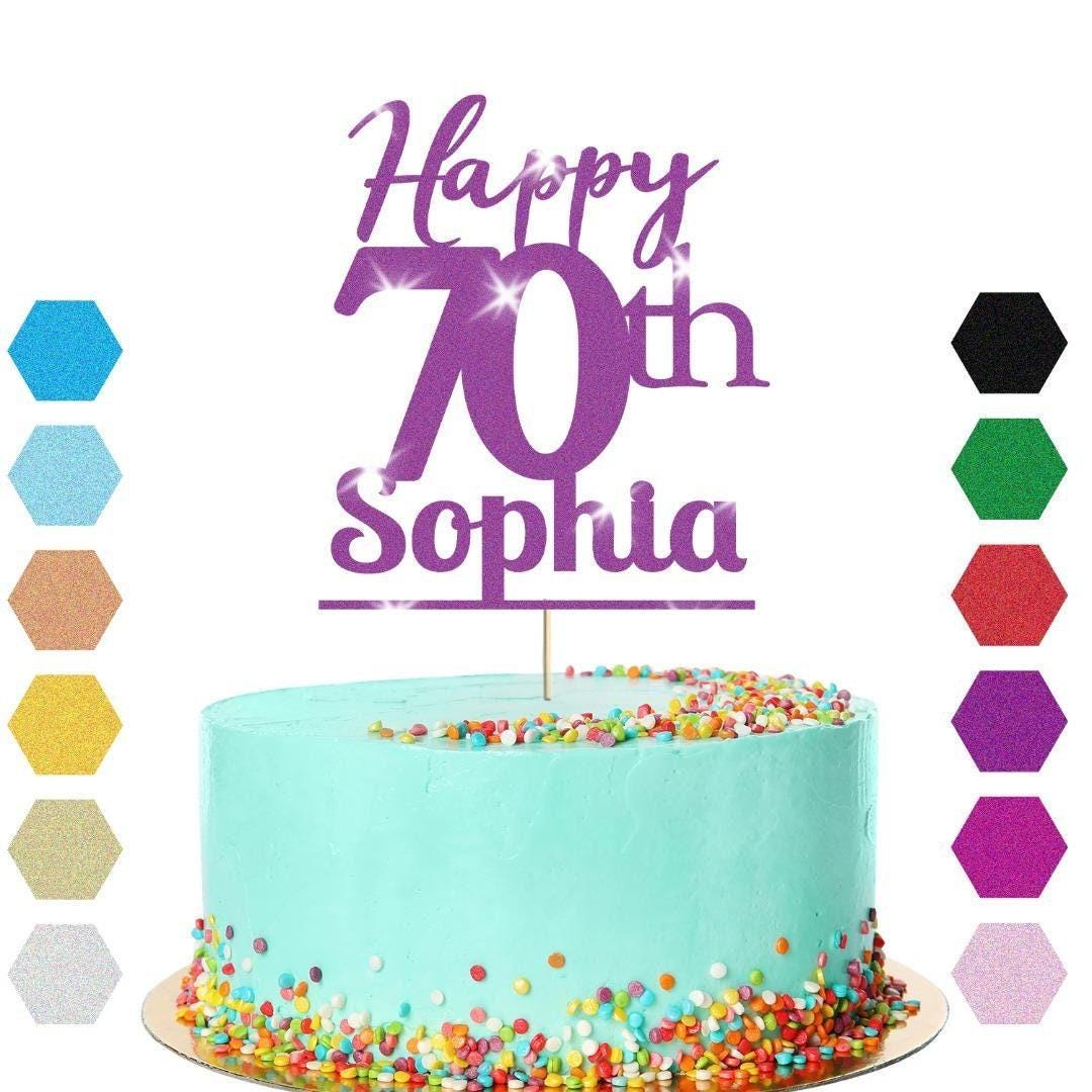 Personalised Name 70th Birthday Glitter Cake Topper Party Cake Decoration Gift