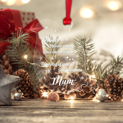 Personalised Memorial Christmas Bauble Any Name Xmas Robin Decoration Memory Gift