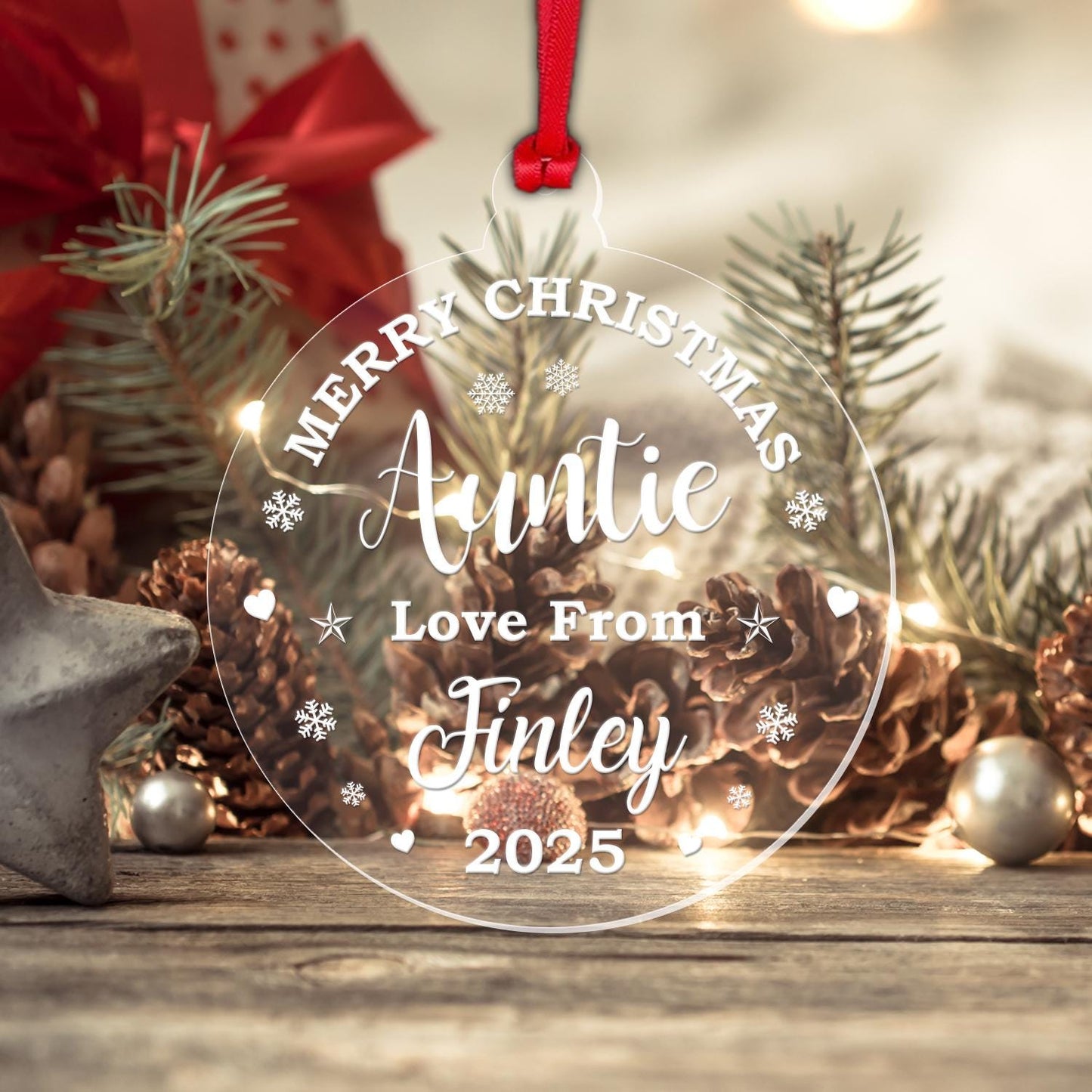 Personalised Christmas Bauble Aunt Mum Dad Teacher Any Name Xmas Decoration Gift