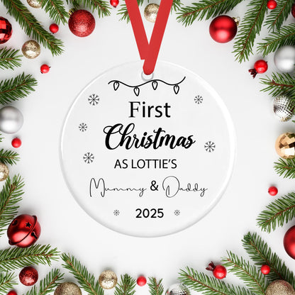 Personalised First Christmas As Mummy Daddy Bauble 1st Xmas Tree Ornament Gift