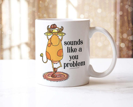 Funny Cow Coffee Mug & Coaster Set, Joke Cup, Office Gift