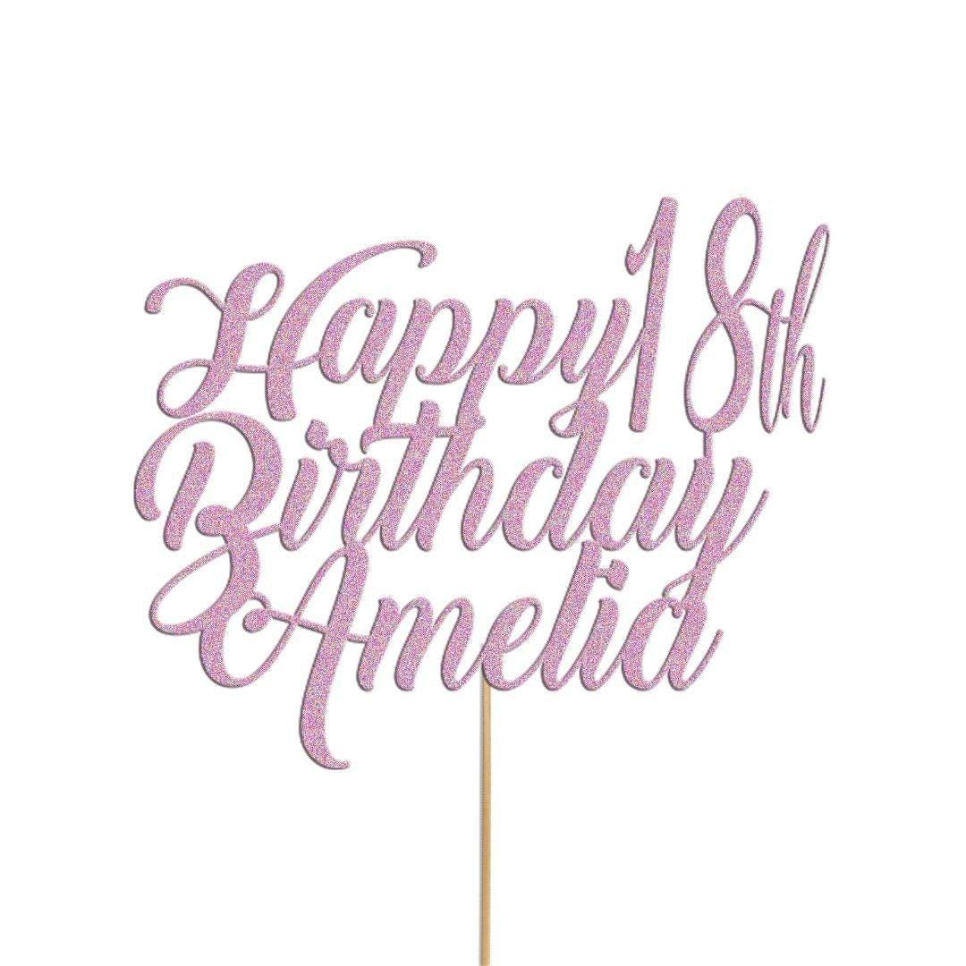 Personalised Cake Topper Any Custom & Text Birthday Wedding Glitter Decoration