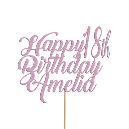 Personalised Cake Topper Any Custom & Text Birthday Wedding Glitter Decoration
