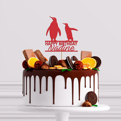 Custom Penguin Cake Topper Ideal for Animal Lovers' Birthday Cake Personalise with Any Name