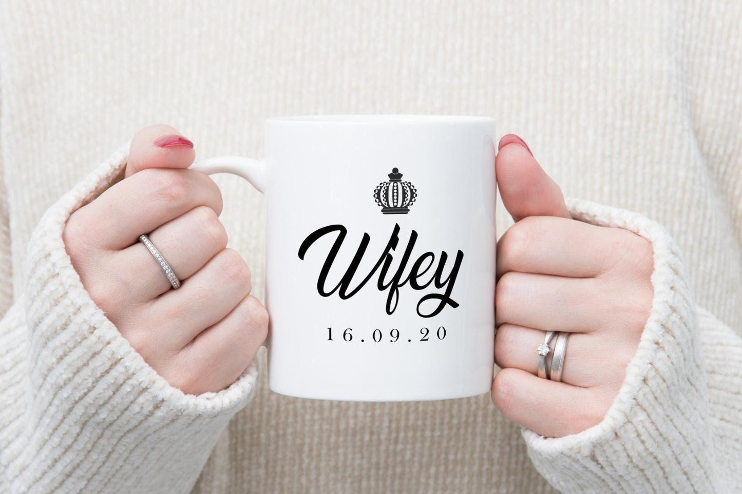 Personalised Hubby Wifey Couple Mugs Gift Wedding Anniversary Present Coffee Couple Mug Set Customdate&name
