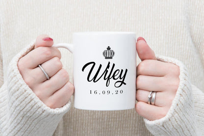 Personalised Hubby Wifey Couple Mugs Gift Wedding Anniversary Present Coffee Couple Mug Set Customdate&name