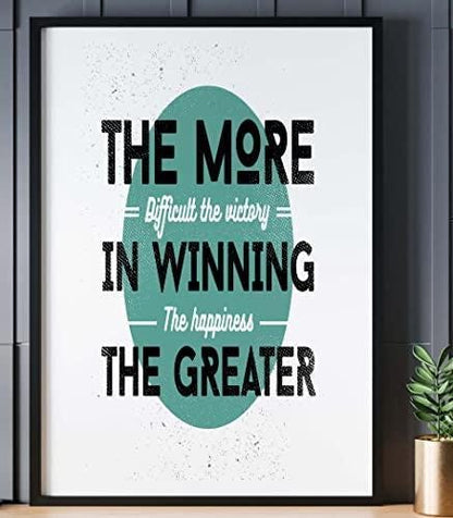 The More Difficult The Victory Inspirational Positive Quote Poster Print Wall