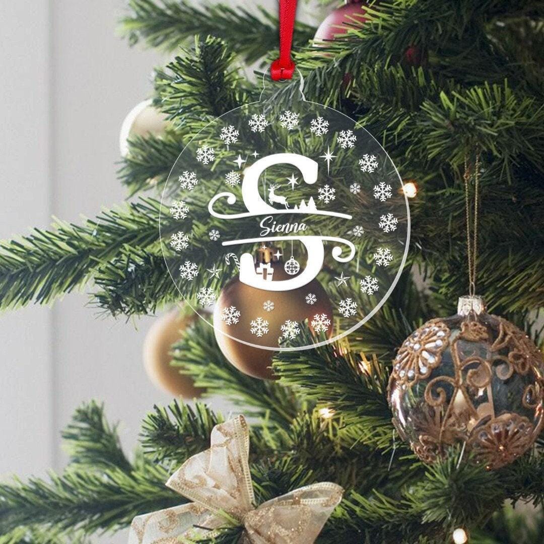 Personalised Christmas Bauble Any Name Monogram Xmas Tree Hanging Decoration Gift