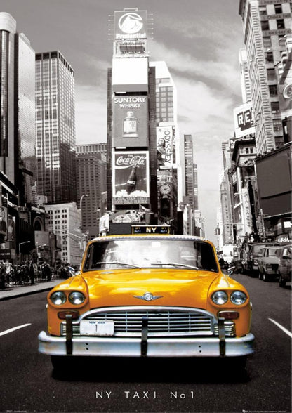 Vintage New York Taxi Art Poster: High Resolution Gloss Print