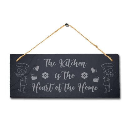 The Kitchen Is The Heart Of Home Laser Engraved Hanging Slate Home Plaque Sign