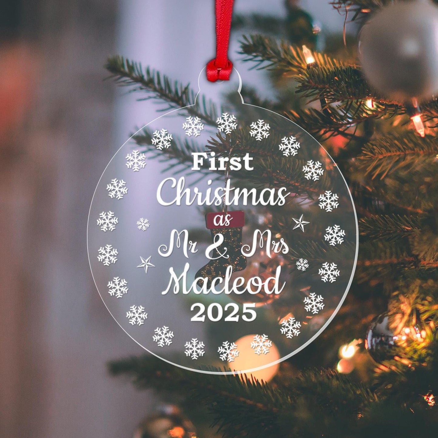 Personalised First Christmas Mr And Mrs Bauble 1st Xmas Married Wedding Gift