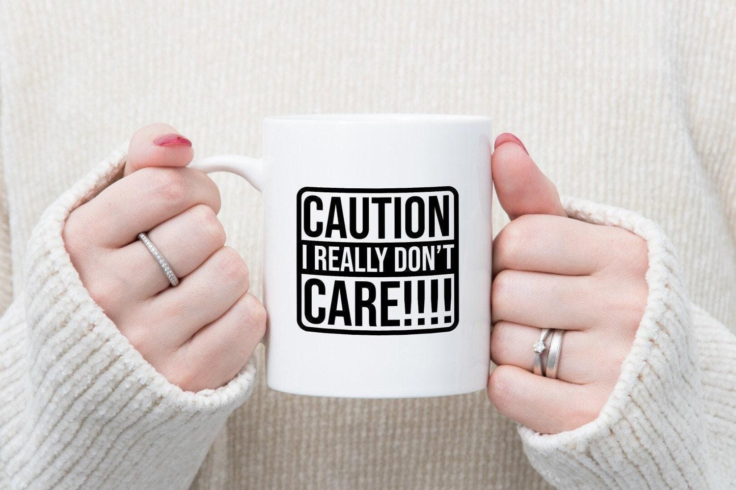 Caution I Really Dont Care!!!! - Funny Cermaic Novelty Mug & Coaster Coffee Tea Cup Gift
