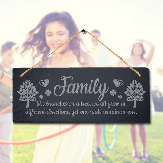Family Like Branches On Tree Laser Engraved Hanging Slate Home Decor Plaque Sign