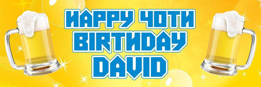 2 Personalised Beer Mugs Birthday Party Celebration Banners Decoration Posters