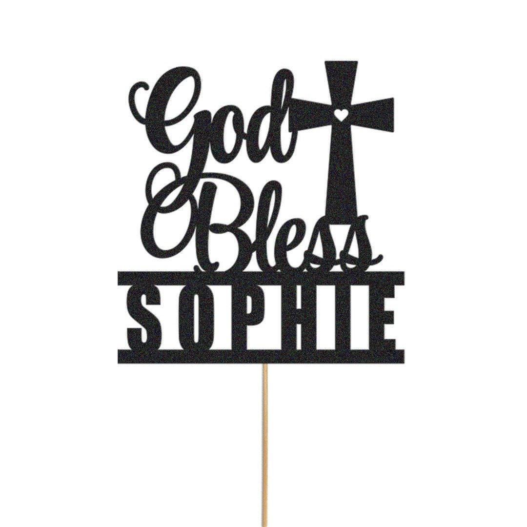 Personalised Glitter Cake Topper: Baptism, Confirmation, Christening