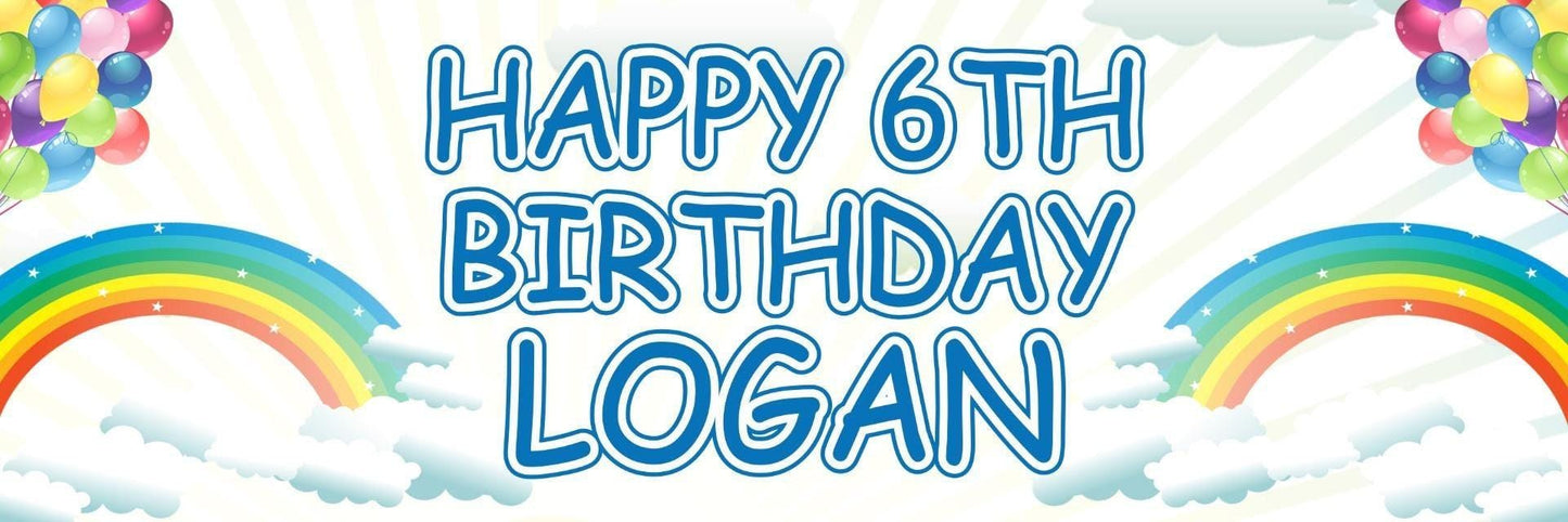 2 Personalised Rainbow Birthday Celebration Banners Rainy Day Decoration Posters