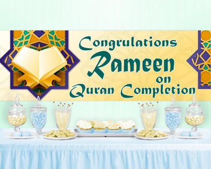 Personalised Quran Completion Banner: Set of 2, Celebration Decor