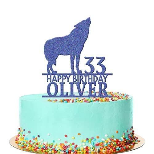 Personalised Acrylic Dog Wolf Pet Lovers Boys Birthday Cake Topper Decoration