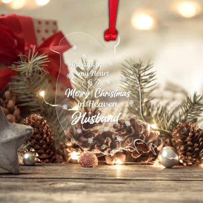 Personalised Husband Memorial Christmas Bauble: Acrylic Robin Ornament