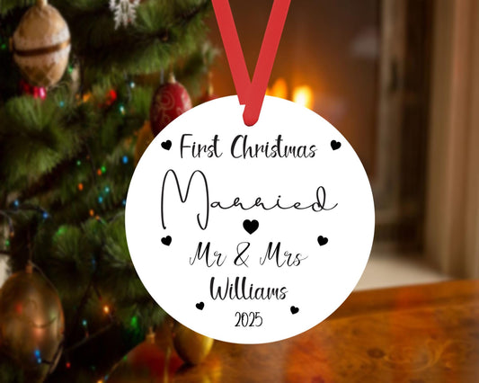 First Christmas As Married Bauble Personalised Names Ceramic Ornament Gift