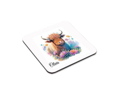 Highland Cow Mug & Coaster Set: Personalised Fluffy Cow Gift