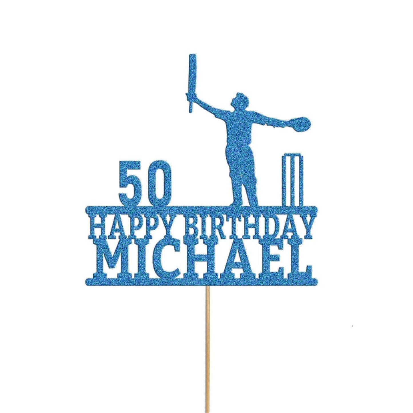 Personalised Glitter Cricket Cake Topper: Birthday Celebration