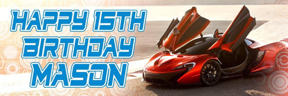 2 Personalised Fast Car Birthday Banners Party Celebration Decoration Posters