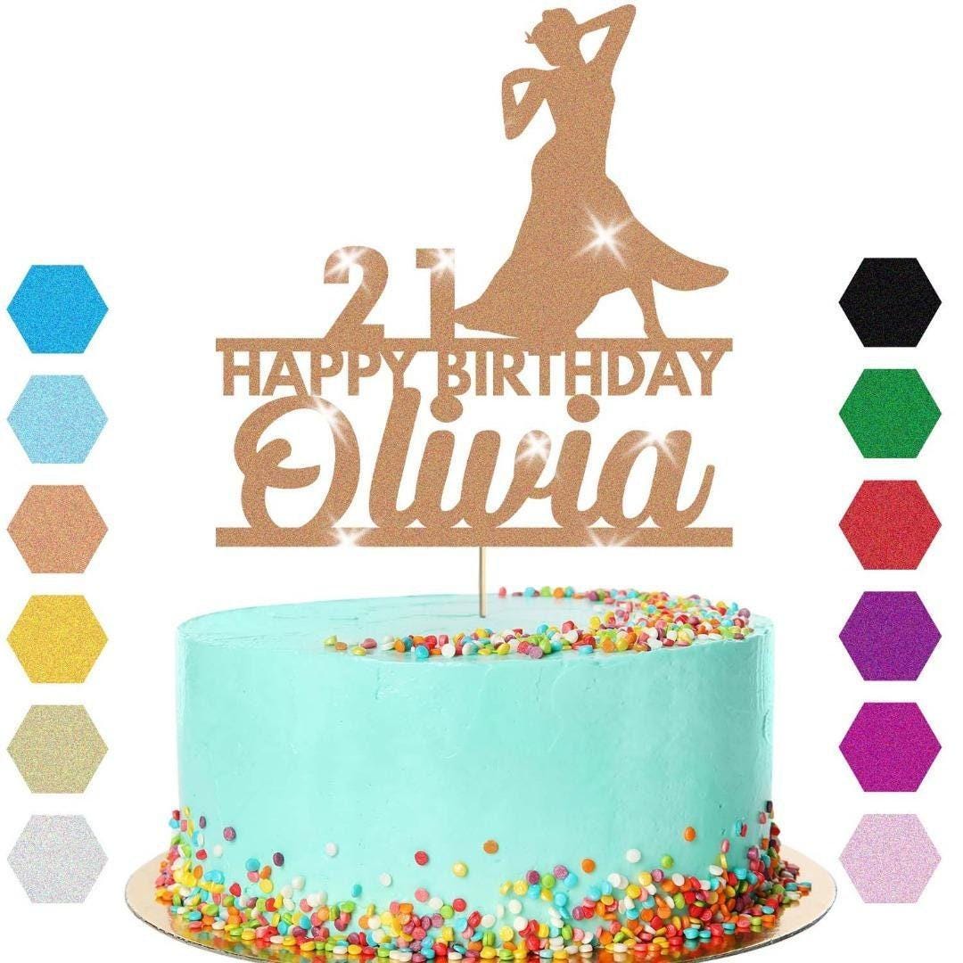 Dress Dancing Cake Topper Personalised Girls Birthday Decoration Any Name & Age