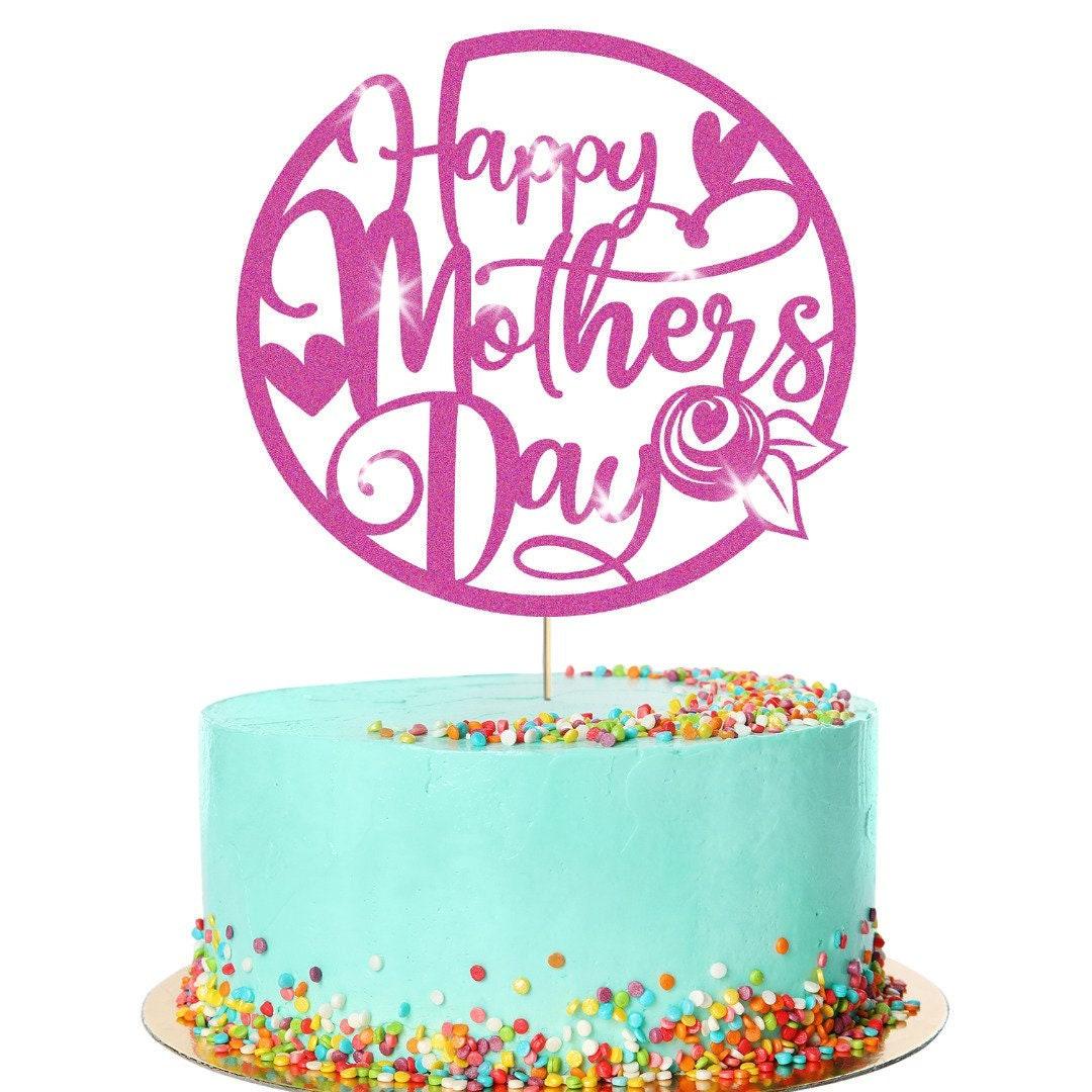 Hearts Design Happy Mothers Day Glitter Cake Topper Birthday Decoration
