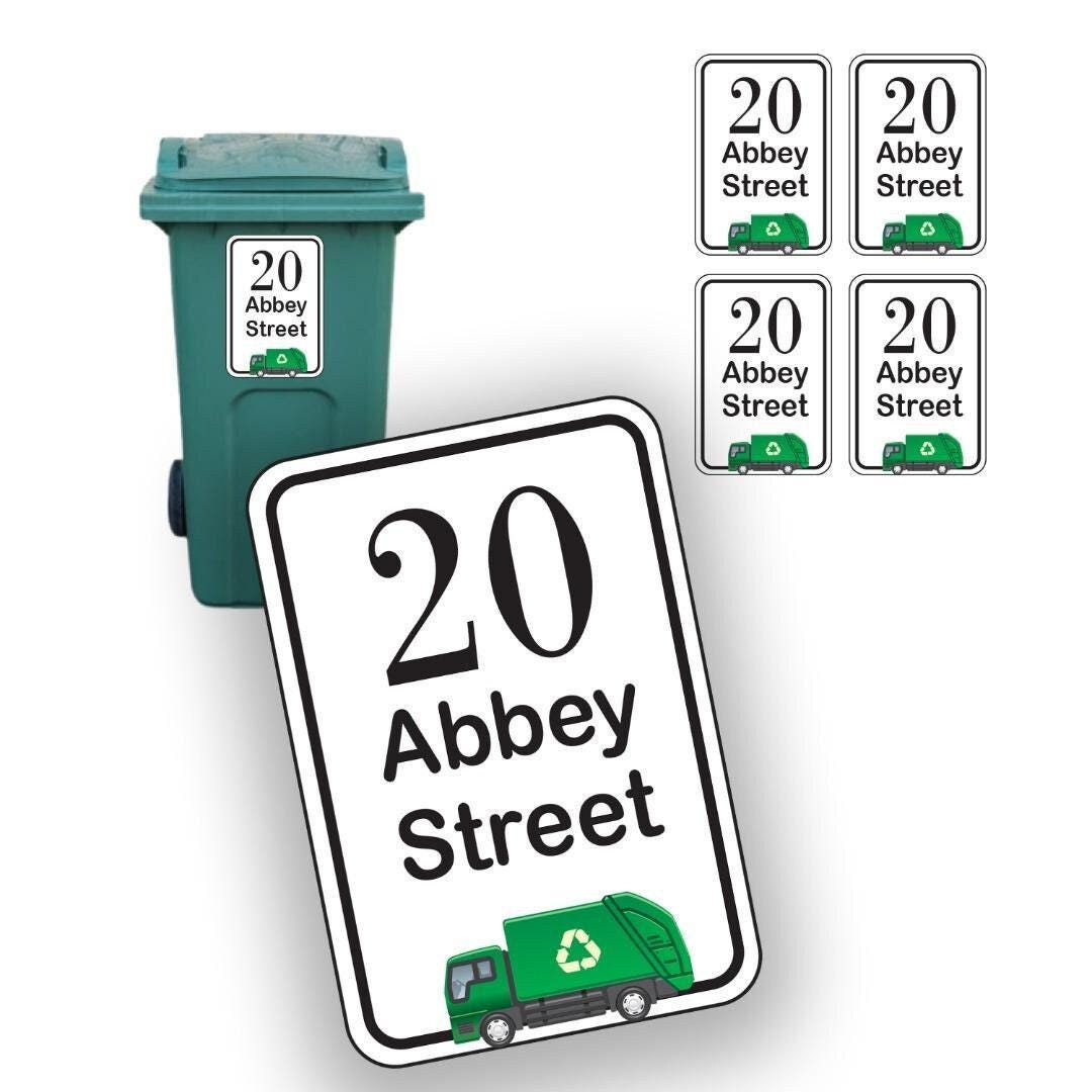 Personalised Wheelie Bin  Stickers Street Number Name Dustbin Waterproof Vinyl Stickers.