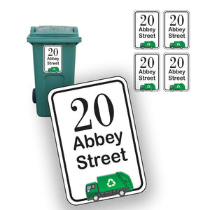 Personalised Wheelie Bin  Stickers Street Number Name Dustbin Waterproof Vinyl Stickers.