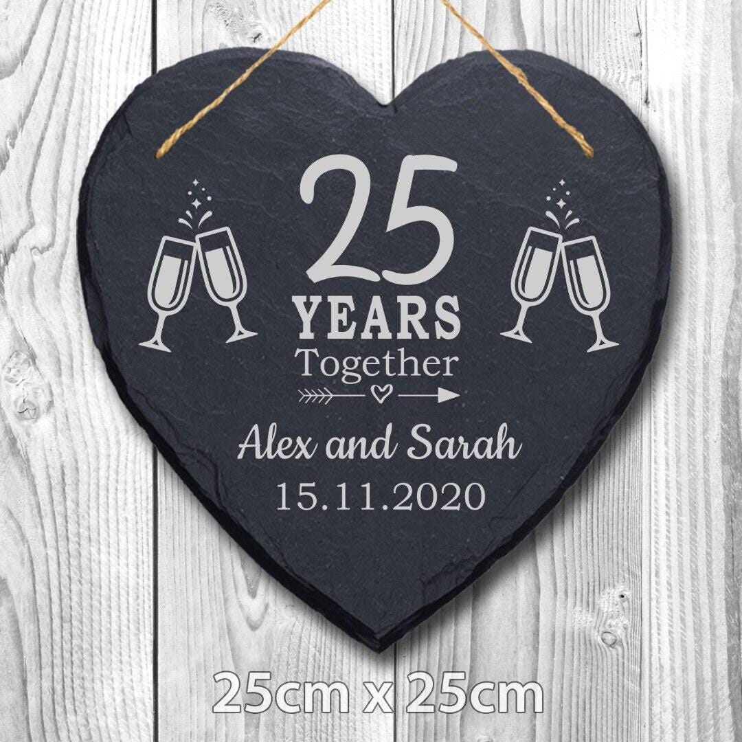 Personalised Couples Name Year Date Wedding Anniversary Hanging Slate Gift Sign