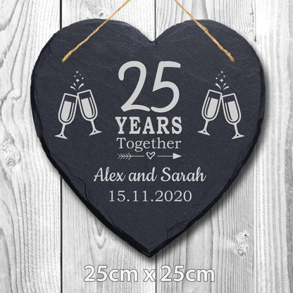 Personalised Couples Name Year Date Wedding Anniversary Hanging Slate Gift Sign