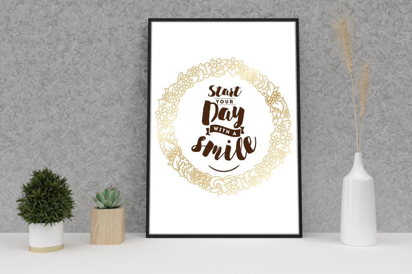 Stay Your Day With A Smile Inspirational Positive Quote Poster Print Wall