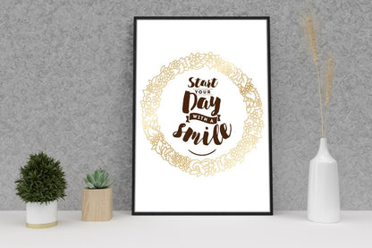 Stay Your Day With A Smile Inspirational Positive Quote Poster Print Wall