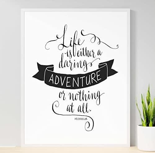 Life Is Either A Daring Adventure Positive Quote Life Poster Print Wall