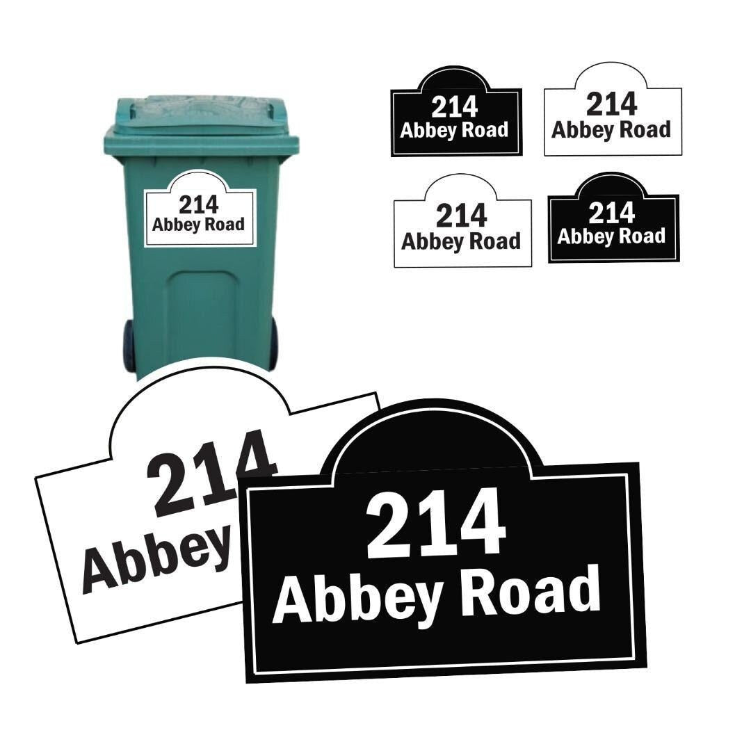 Personalised Wheelie Bin Sticker: Custom House Number & Street Name