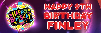 2 Personalised Retro Neon Birthday Design 2 Celebration Banner Decoration Poster