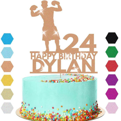 Personalised Boxing Birthday Cake Topper: Glitter Champion Decoration