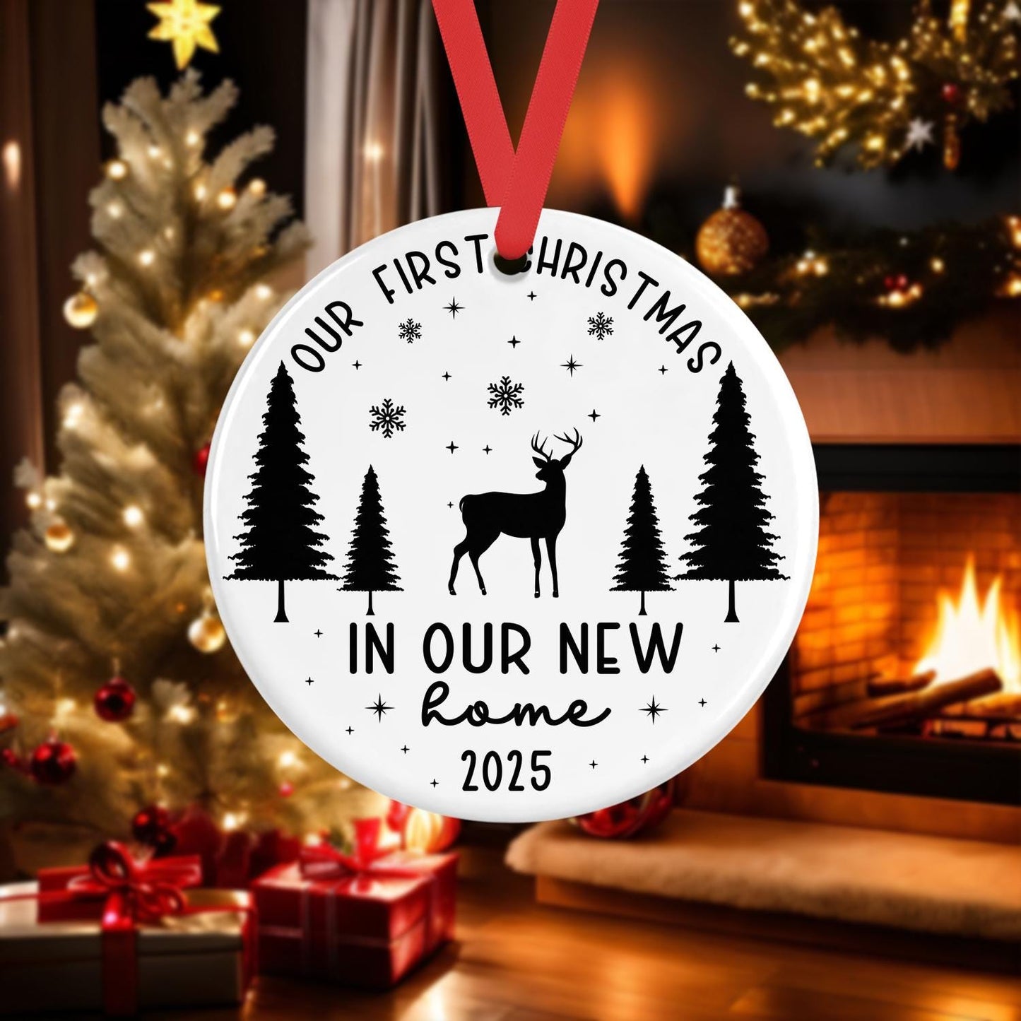 Personalised First Christmas New Home Bauble: Couple Keepsake Ornament